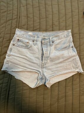 Levi's Light Blue High-Rise Cutoff Denim Shorts